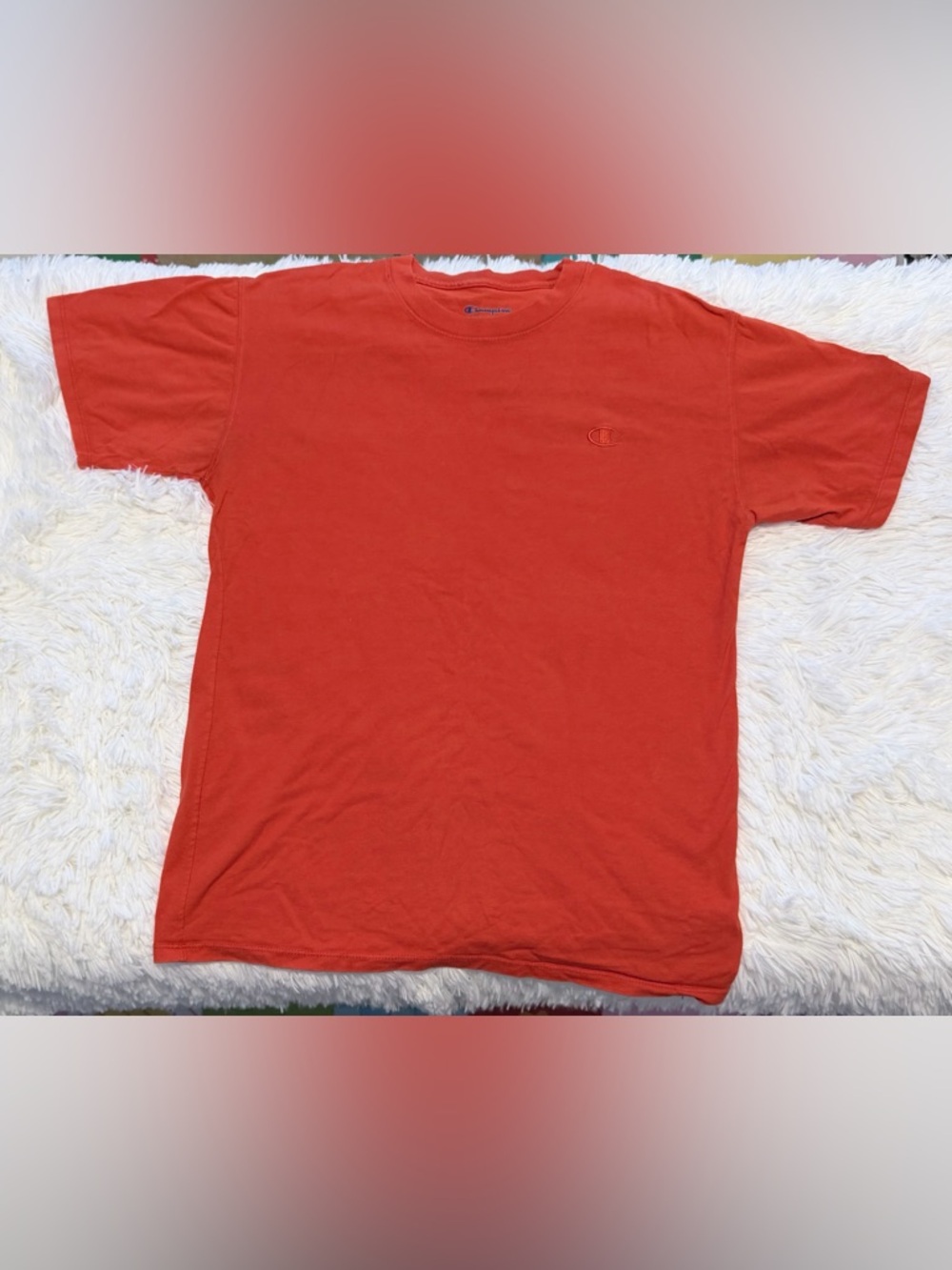 Champion Men’s Red Short Sleeve Crewneck Tee with Tonal Logo